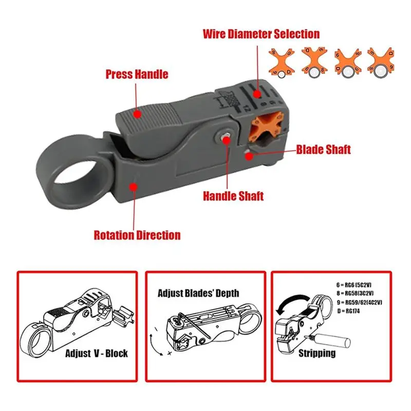 M12K-F Type RG59 RG6 Compression Connectors(20Pcs) With Coax Cable Crimper Crimping Tool Kit- Coaxial Cable Compression Tool Kit