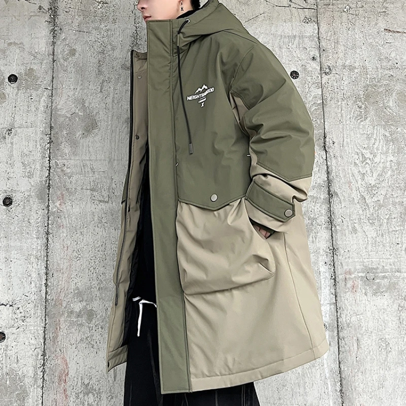 Plus Size Men's Clothing Winter Fashion Down Jacket For Men Korean Trendy Long Padding New In Hooded Down Coats Puffer Jacket