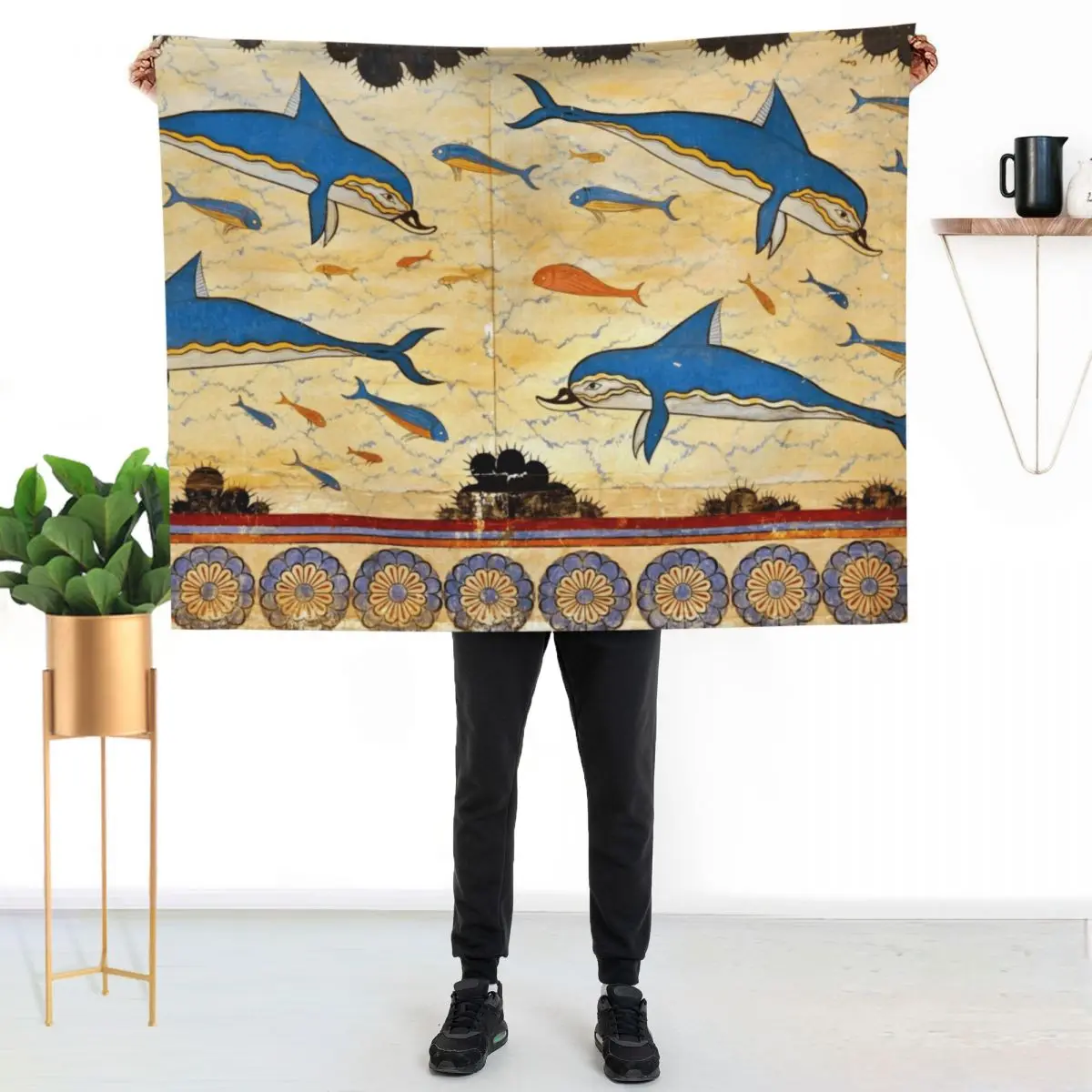 The Minoan Dolphins Throw Blanket Cute cosplay anime Tourist Thermal Nap Single Blankets
