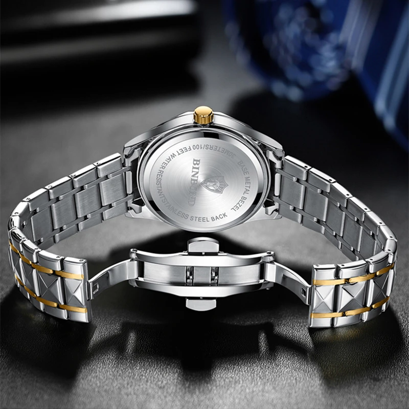 Fashion Luxury Gold Watch Men Military Sport Quartz Wristwatch Calendar Casual Clock Stainless Steel Wateproof Watches 2024 New