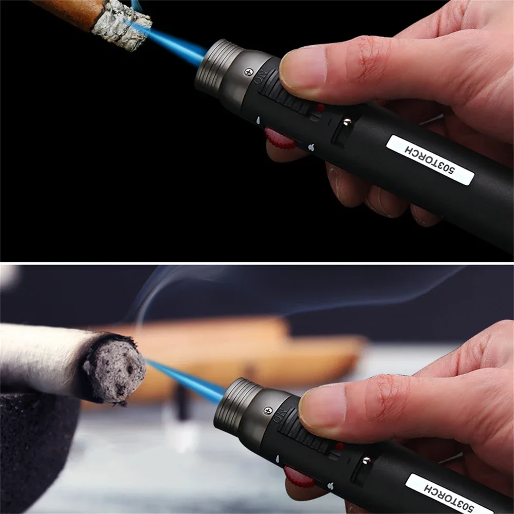 Double Use Pencil Torch Jet Lighter Cigarette Gas Lighter Kitchen Gadgets BBQ Candle Lighter Windproof Welding Torch Lighters