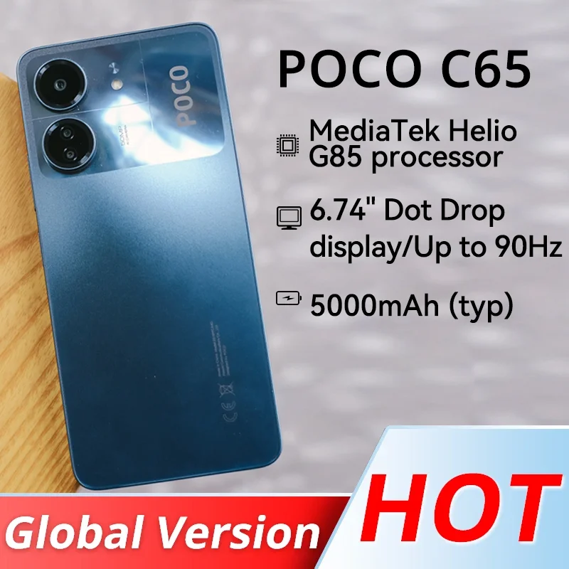 Global Version POCO C65 128GB/256GB MediaTek Helio G85 Octa Core NFC 5000mAh 18W Charging 6.74