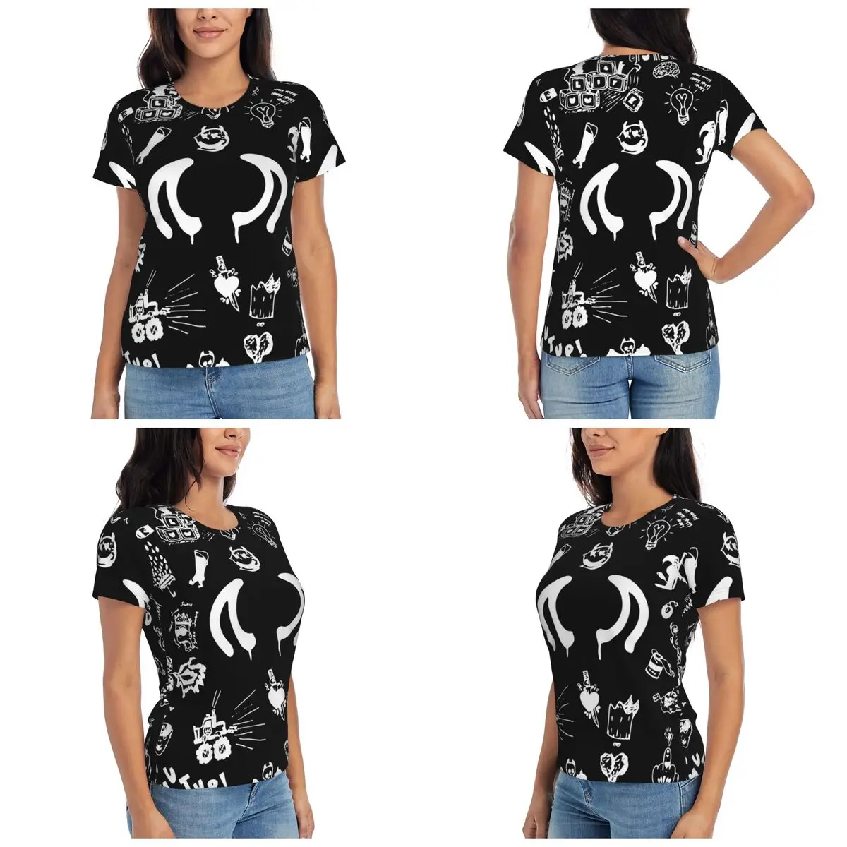 Yungblud Drawings Tattoo Sheet T-Shirt Women Short Sleeve T Shirts Round Neck Clothing Cotton Summer Tees Streetwear