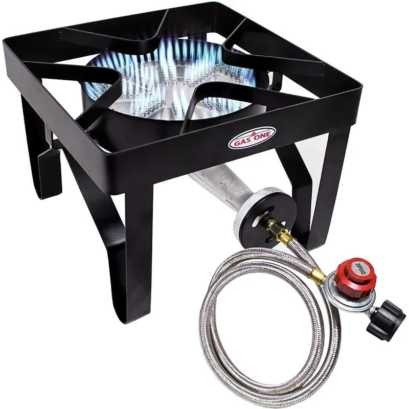 200K BTU Propane Burner Heavy Duty Propane Stove Outdoor Burner with Adjustable 0 20Psi Regulator and Steel Braided Hose
