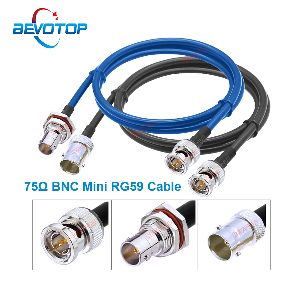 1 Uds 75Ohm HD SDI BNC a BNC macho/hembra negro/azul Mini Cable RG59 75-2.5 1855A Pigtail para HD-SDI/3G-SDI/4K cámara de vídeo CCTV