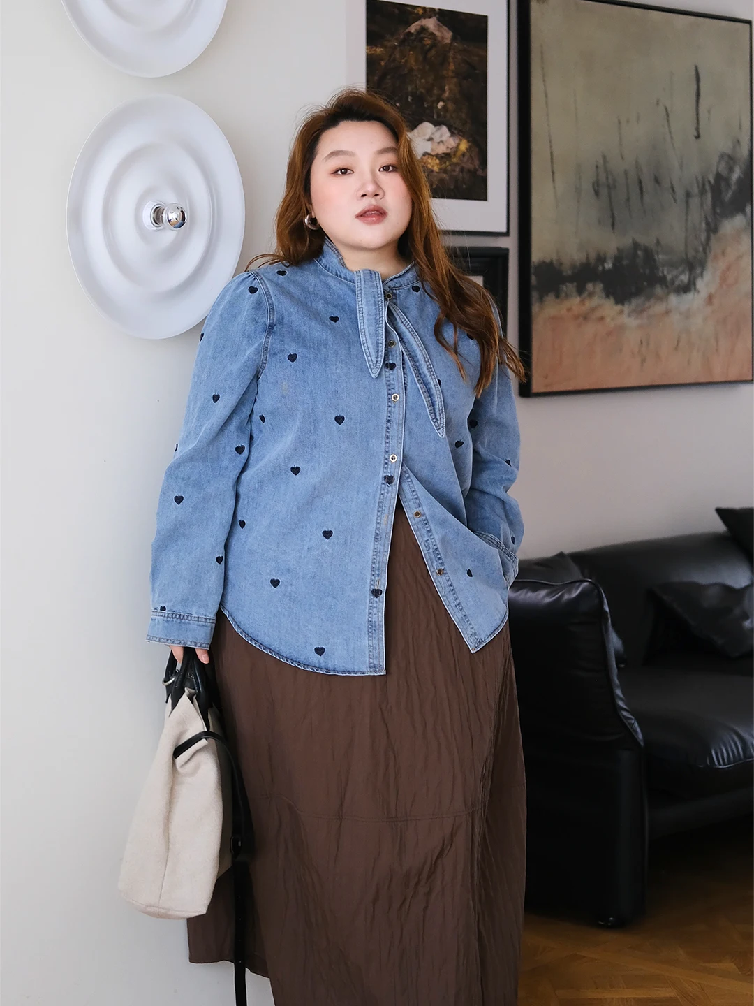 

Zooobaby004 Korean Sle Simple Stand Collar Embroidered Denim Bow Tie Jaet Women Slimming Versatile Top Spring Casual Cot...