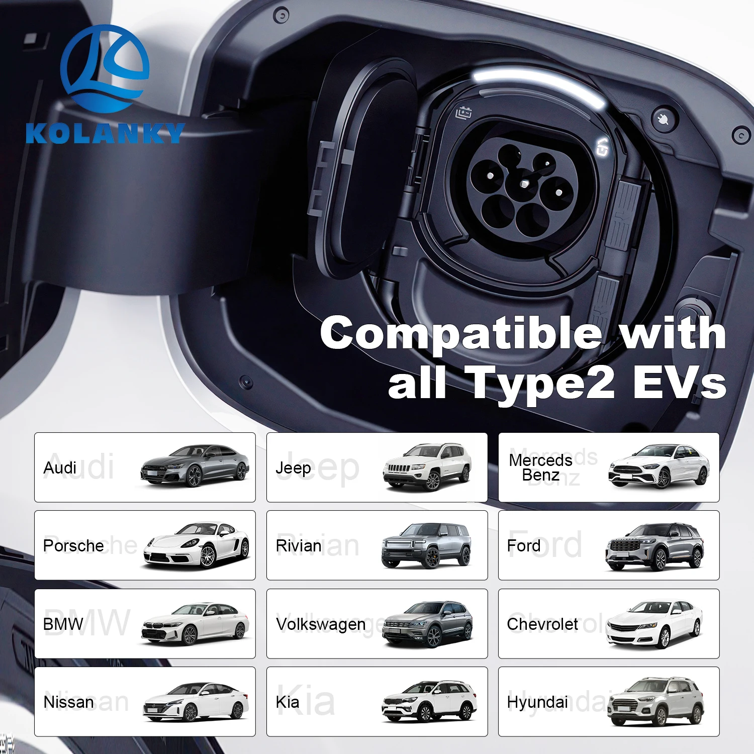 Kolanky  Charging Adapter 32A 22KW GBT To Type 2 Adapter For Type 2 EU Standard Electric Vehicle Cars