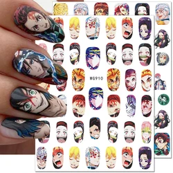 Demon Slayer Nail Stickers Kamado Tanjirou Nezuko Nail Art Decorations Japanese Cartoon Anime Kawaii Nail Decals Supplies