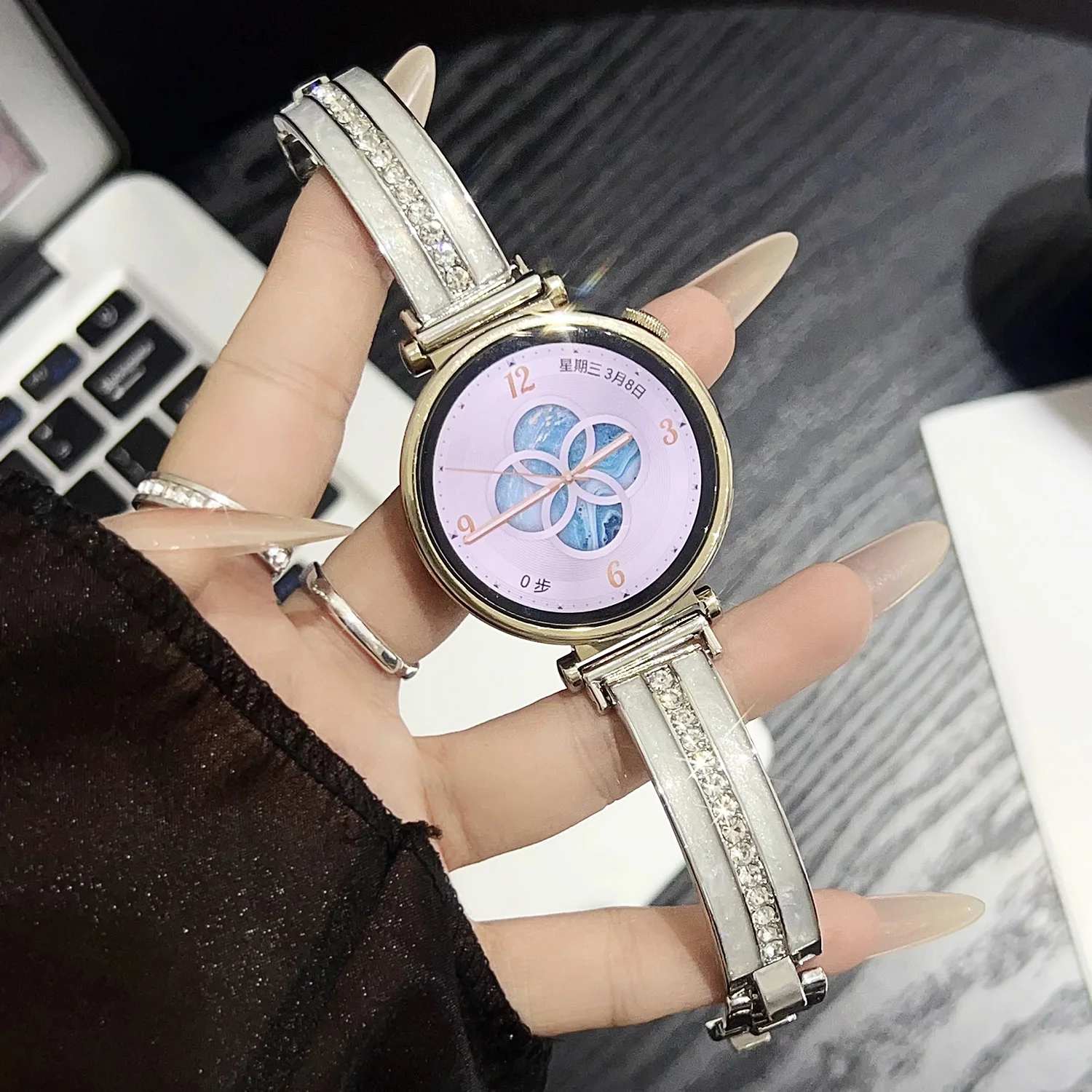 18mm 20mm 22mm Elegant Slim Strap for Samsung Galaxy Watch 9 8 7 6 Classic Ultra 2 Band 40mm 44mm 43mm 47mm Rhinestone Bracelet