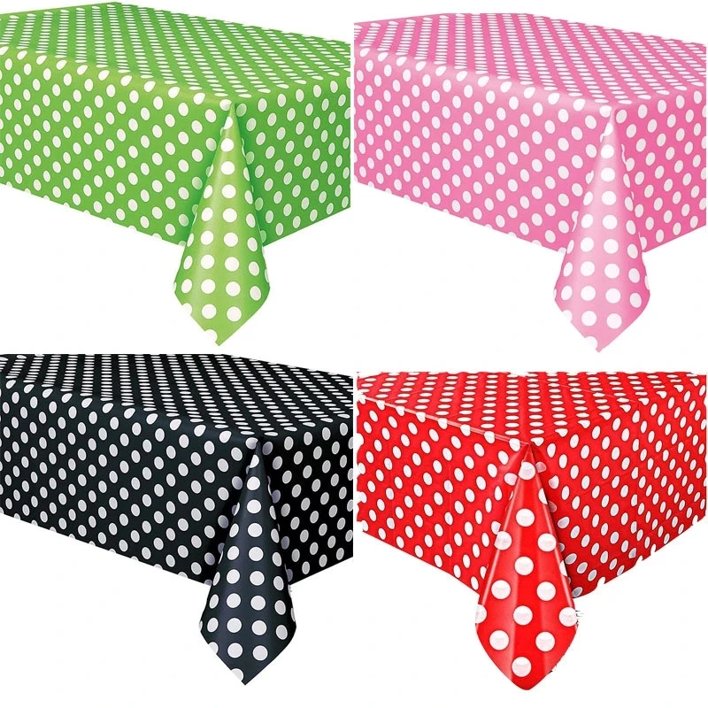 Plastic Disposable Dot Tablecloth Birthday Party Wedding Christmas Table Cover Wipe Covers Rectangle Desk Cloth Decor
