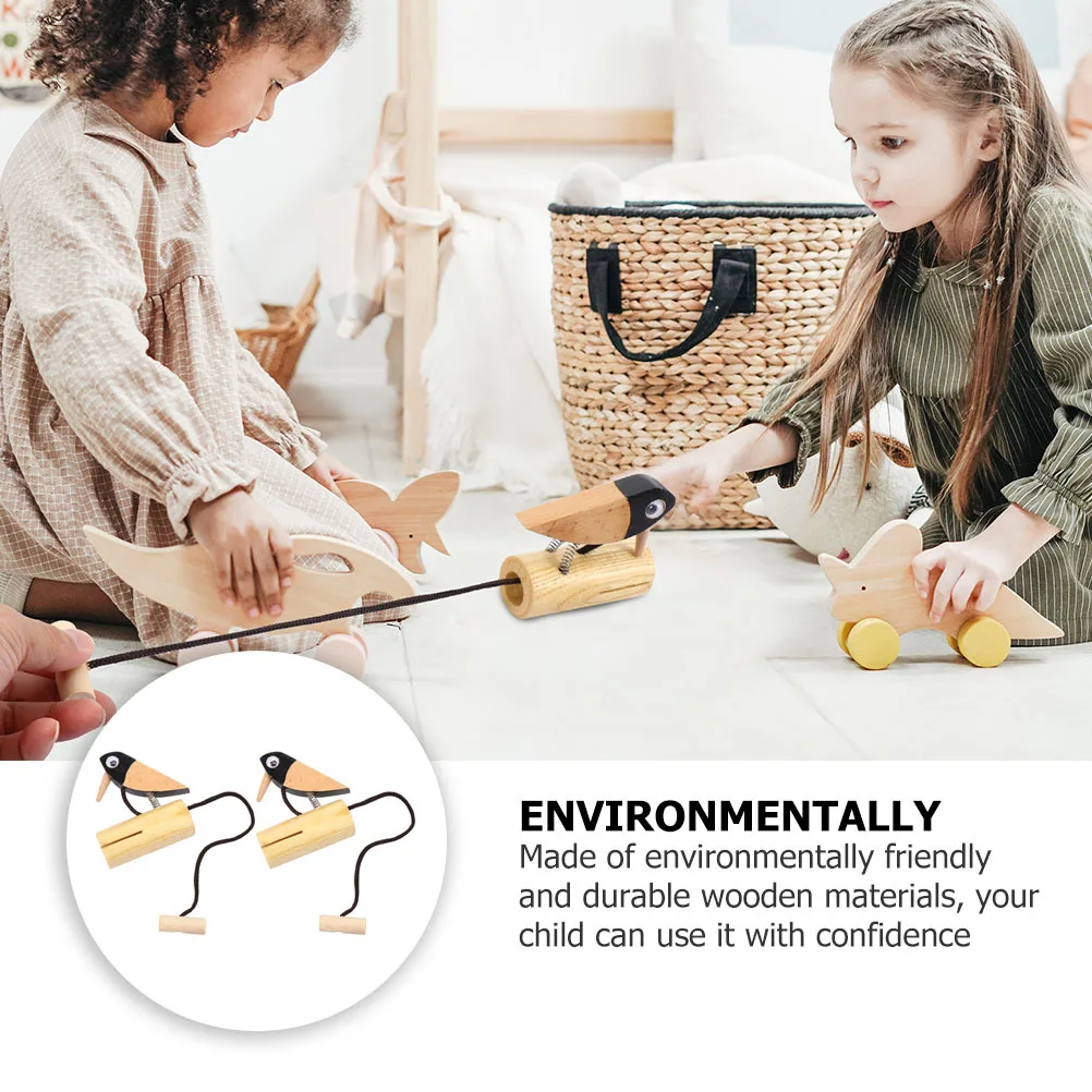 

2Pcs Simple Application Crisp Melody Wooden Musical Instrument Woodpecker for Kids Early Education Wooden Percussion