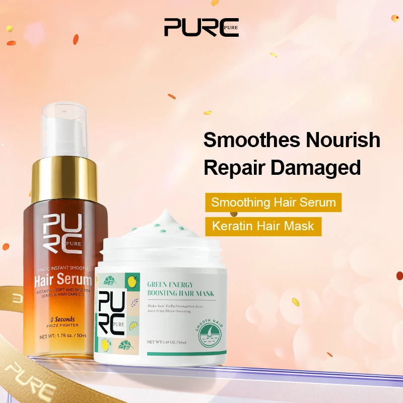 

Keratin Hair Mask & Magic Hair Oil Set Deep Treatment Frizz Dry Damaged Smoothing Straightening Professional Hairs Care Products