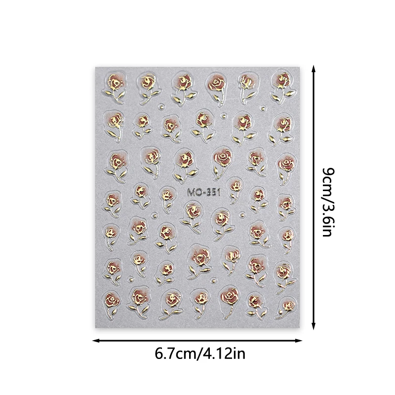 Nail Art Stickers Gilding Design French Romance Retro Style Rose Shape Self-adhesive DIY Decorations Accessories