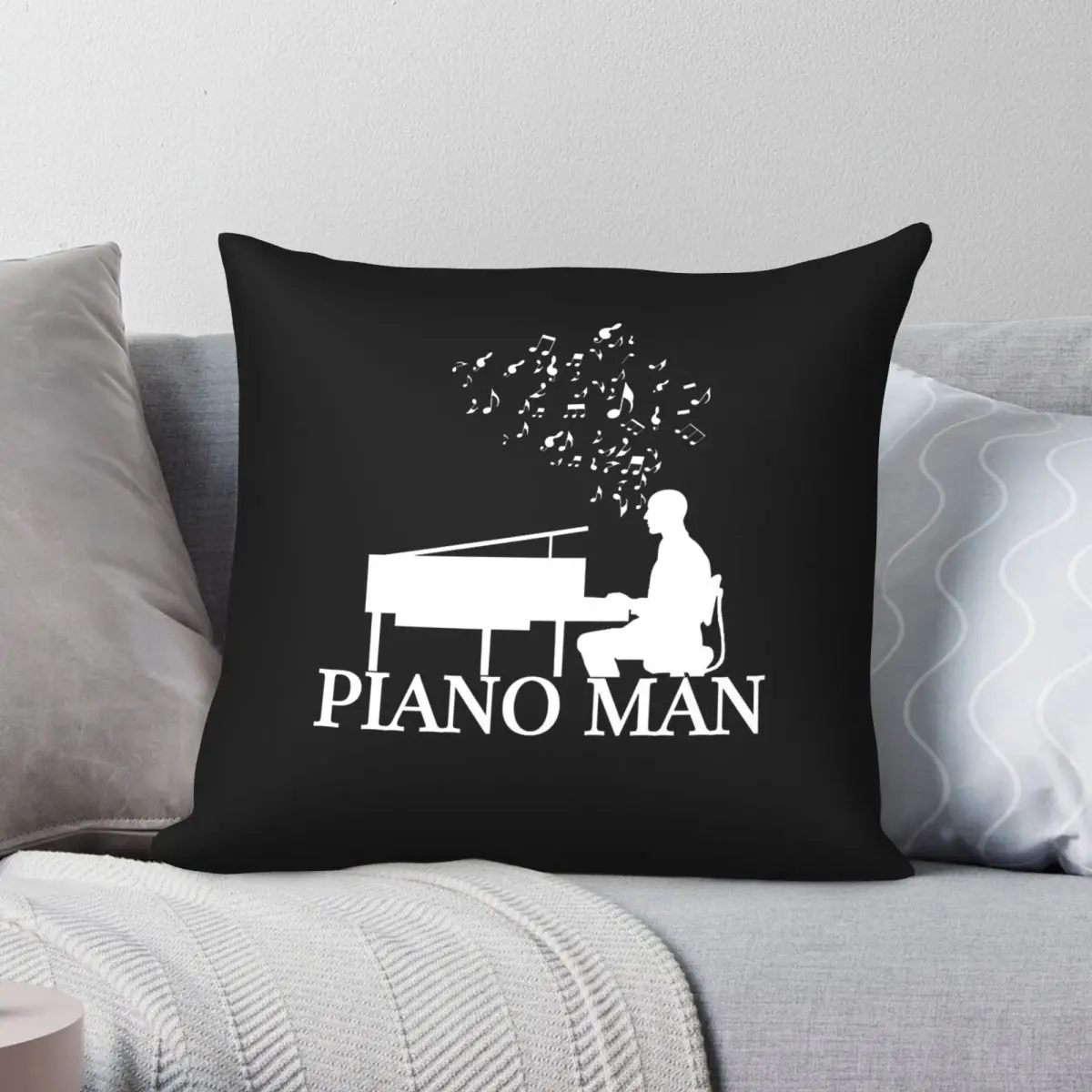 Piano Man Pianist Square Pillowcase Polyester Linen Velvet Creative Zip Decorative Throw Pillow Case Home Cushion Cover
