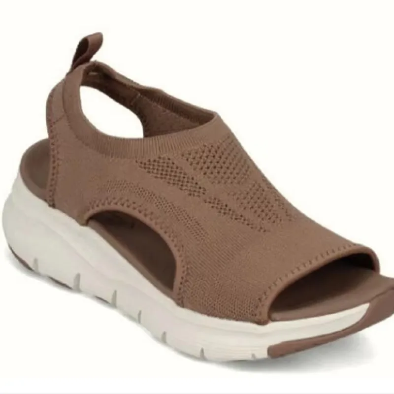 2022 Summer Women Sandals Solid Color Mesh Wedge Shoes Hollow Out Casual Ladies Open Toe Slip-on Platform Female Sandalias Mujer