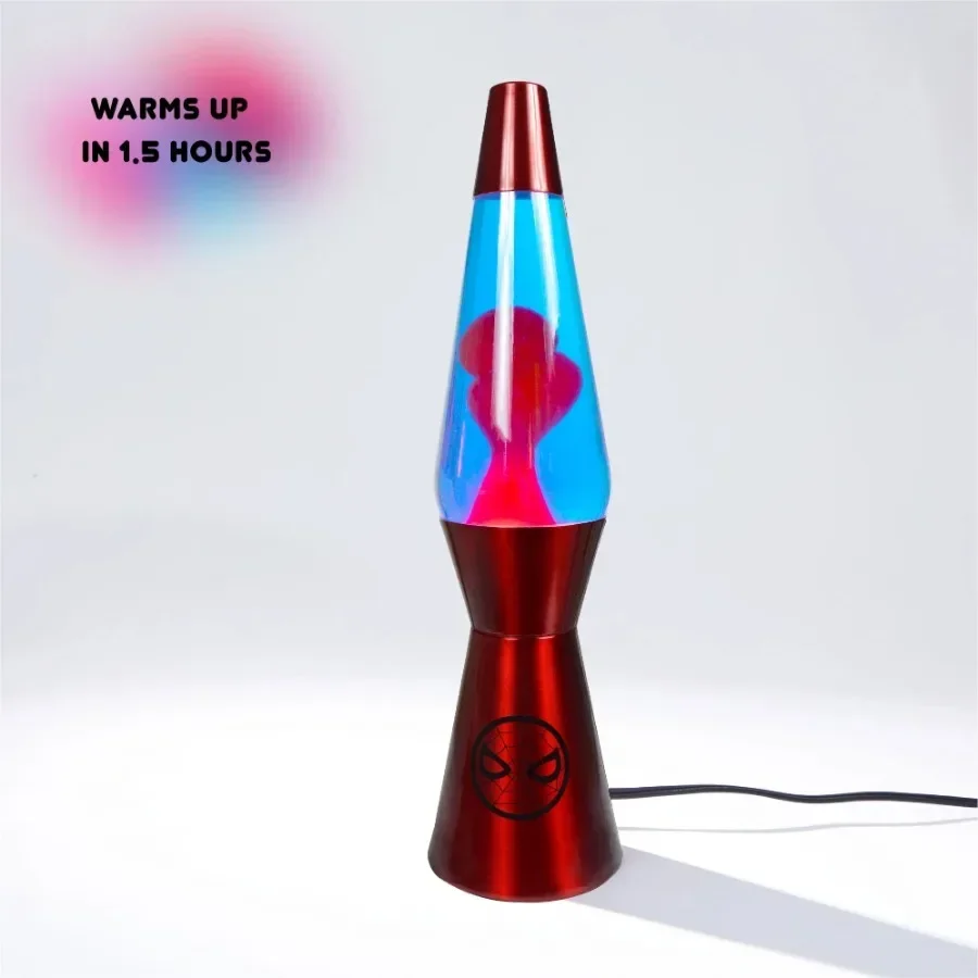 16" Red Lava Motion Volcano Lamp, Red Wax in Blue Liquid