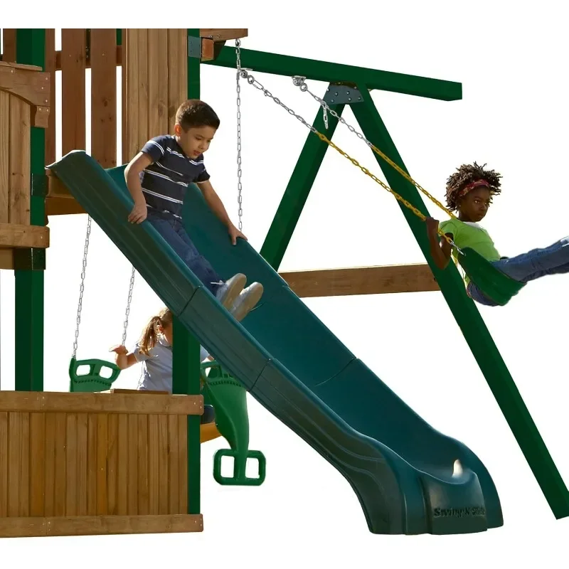 

Campping NE 4699-T Slide Super Summit Slide, пластиковая направляющая из 3 предметов для набора качелей 5 футов, высота палубы, зеленый, новый