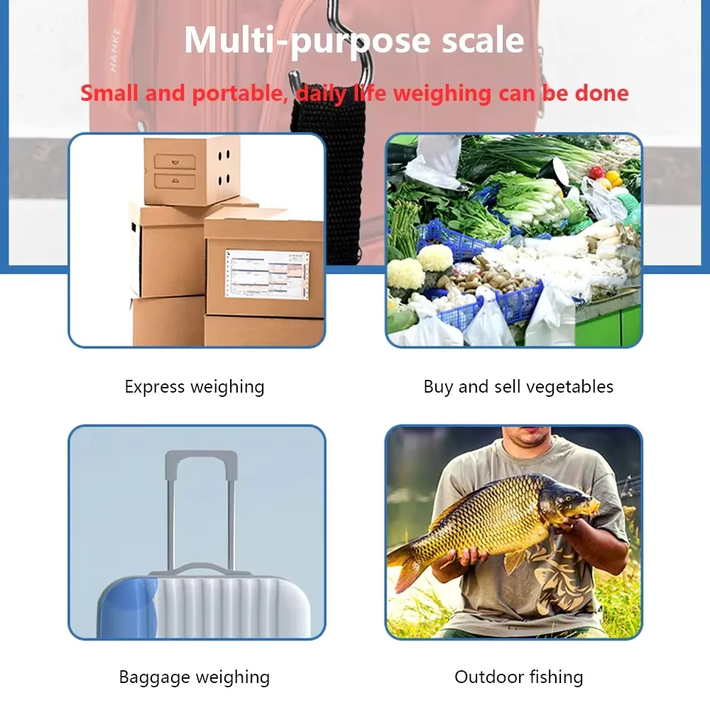 ميزان إلكتروني 50 كجم 10 جرام مقياس معلق LCD المطبخ الرقمي الخلفية أوزان الصيد مقياس الجيب موازين أمتعة السفر