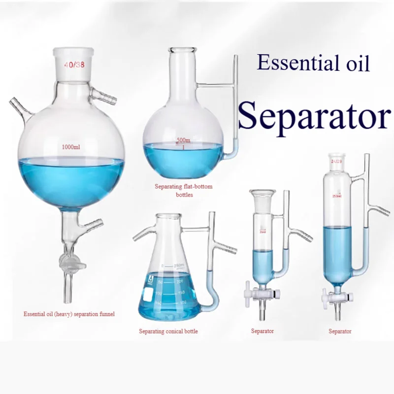 

Glass collection essential oil extractor hydrosol separation funnel oil water separator separation tube bottle