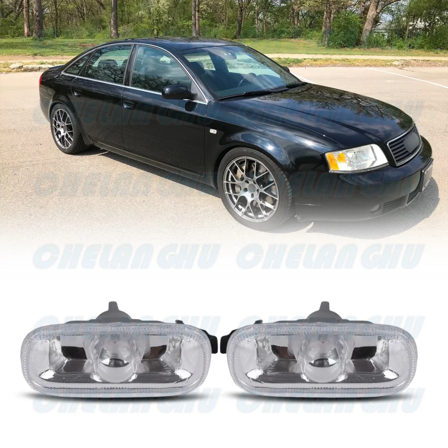 For Audi A6 A4 2002 2003 2004 2005 2006 2007 2008 Car 2pcs Front Fenders Turn Signal Side Light Lamp Without Bulbs Indicator