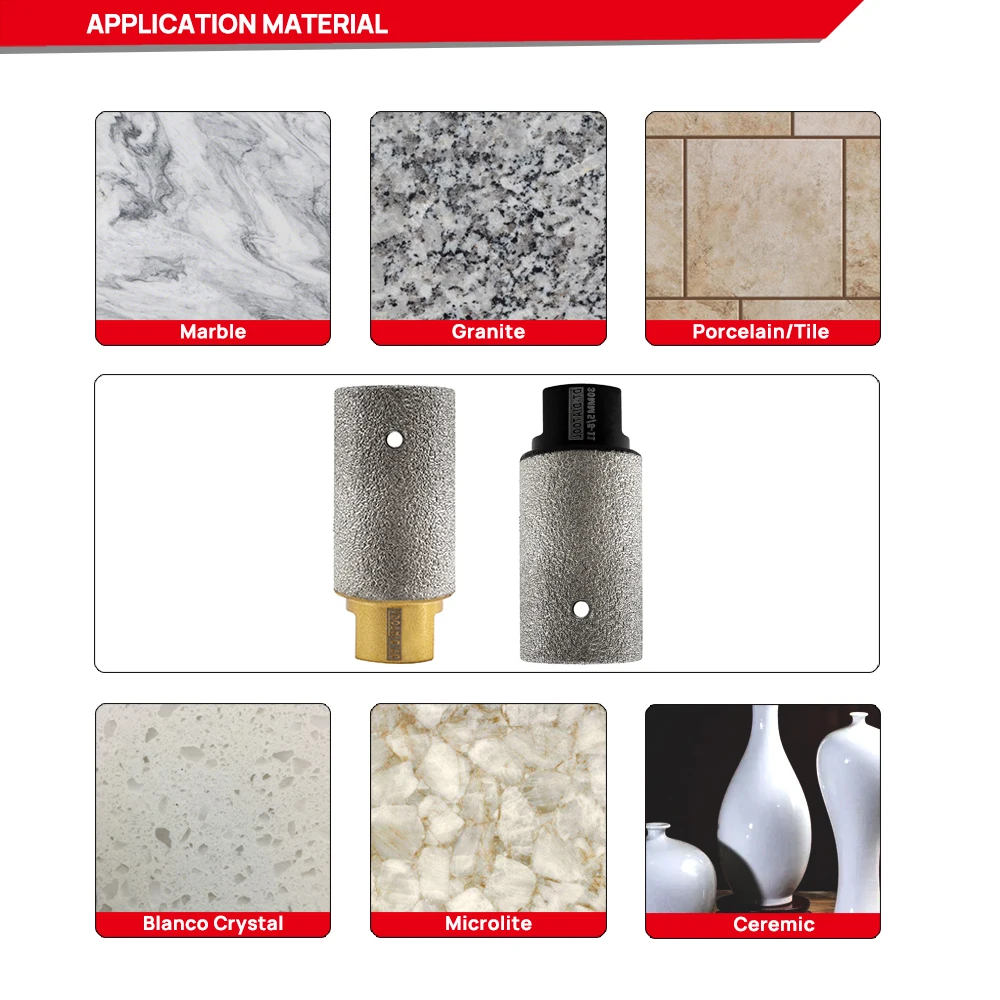 DT-DIATOOL 2Pcs เพชรสูญญากาศแห้งนิ้วมือ Bits กระเบื้องเซรามิค Pocelain มิลลิ่ง Bevel ขยาย Marble Holes M14 M10 5/8-11