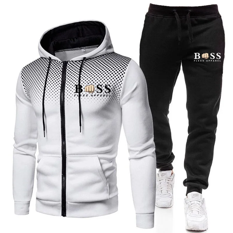 

2024 New Men's Clothing Sweatshirt Suit Fall Winter Zipper Suit Hooded Sweater Pants Men's Tracksuit Cardigan Two Piece Set