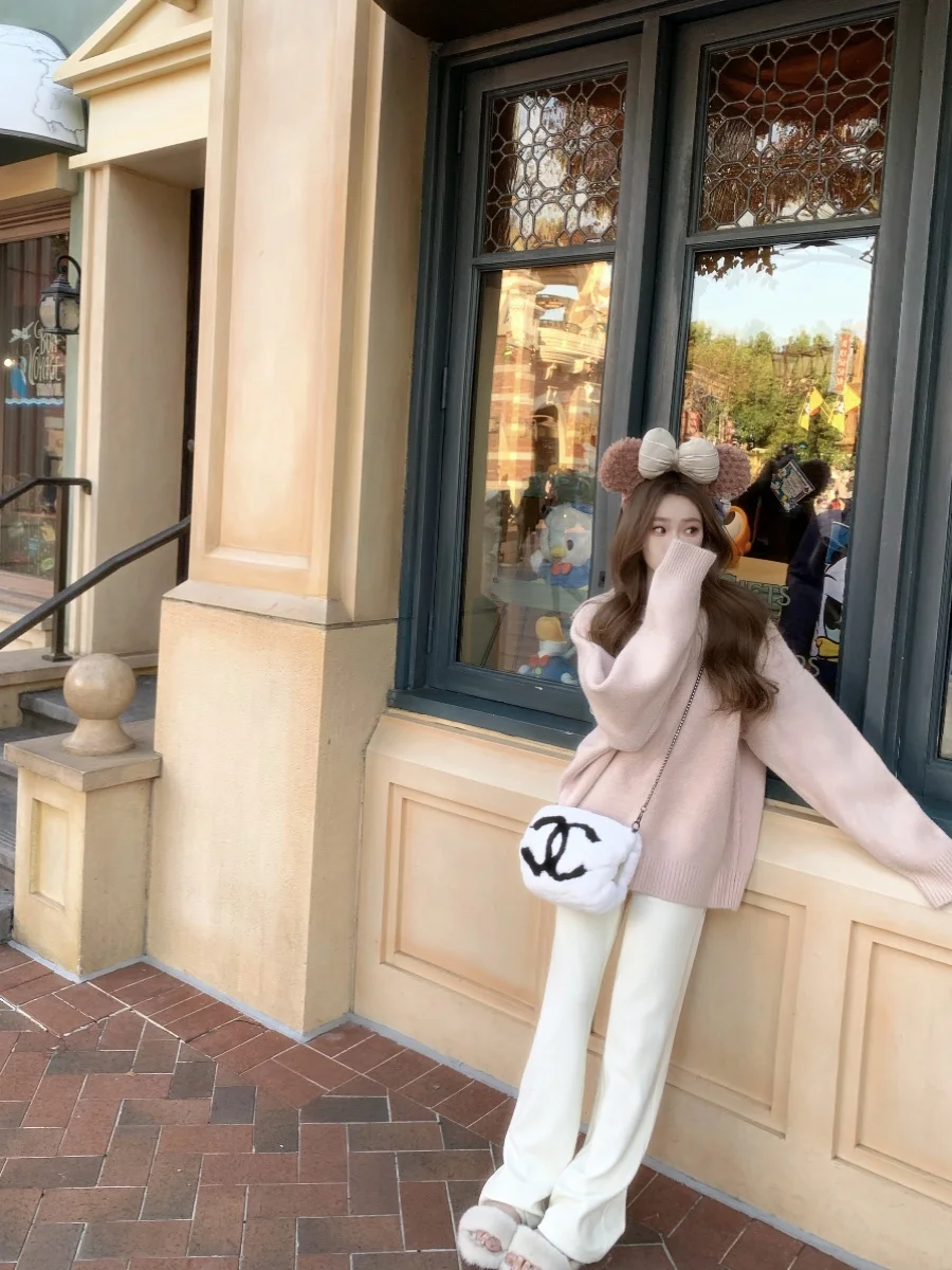 

Coolline Soft Sakura Alpaca Oversized Sweater High Weight Comfortable All Weather Pullover Long Sve Winter Women's Knitwear