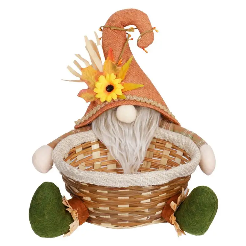 Scarecrow Fruit Basket Unique Decorative Harvest Candy Bin Cute Scarecrow Doll Fall Table Centerpiece Holiday Home Decor