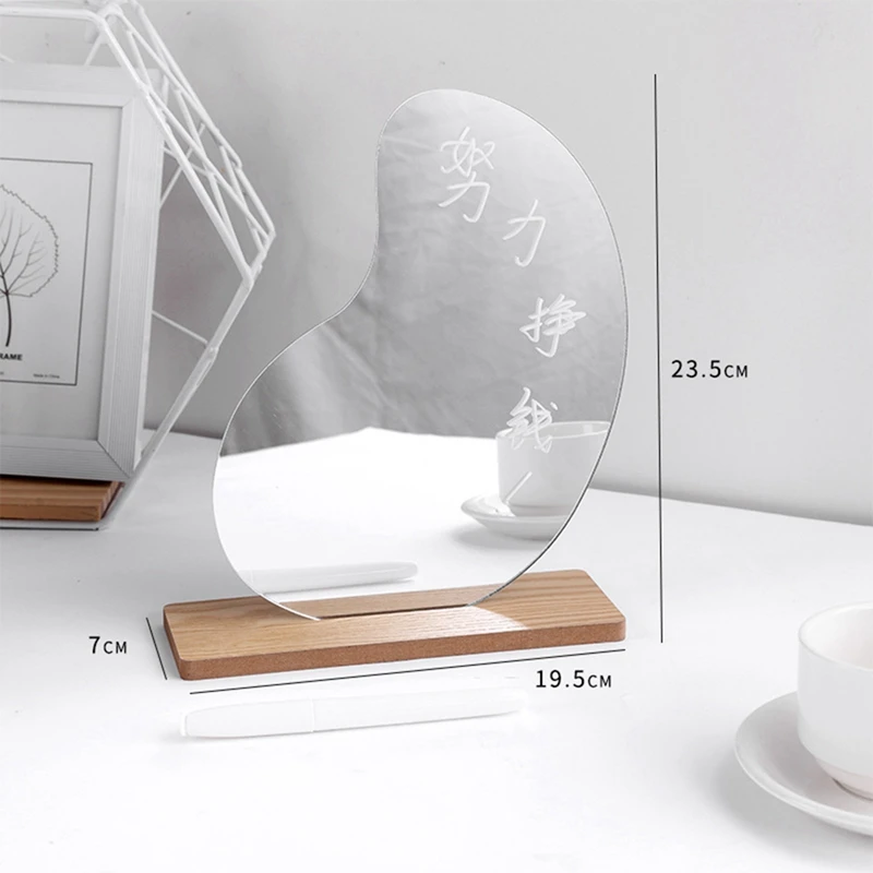 Miroir de Maquillage Décoratif en Acrylique de Style Coréen, Base en Bois, Outils de miles Cosmétique