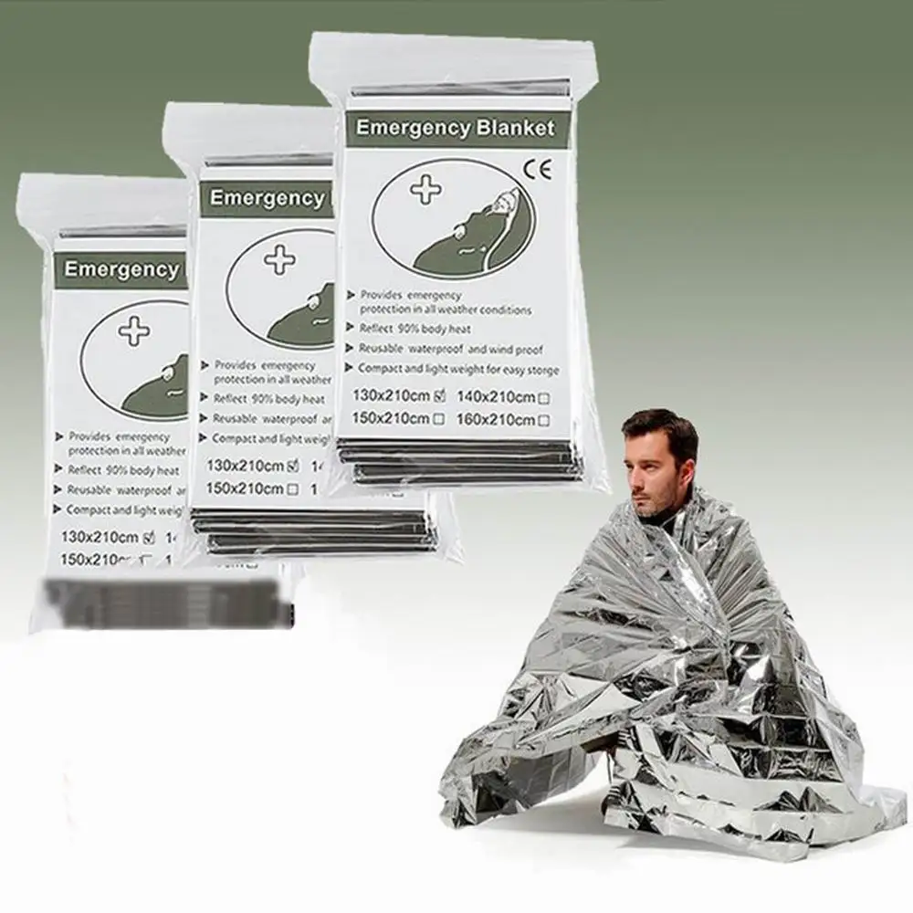 Outdoor Emergency Survival Blanket 130*210cm Waterproof First Aid Sliver Rescue Curtain Foil Thermal Military Blanket