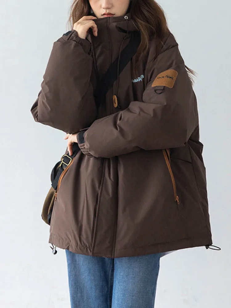 Imagem -02 - Jaqueta de Algodão Acolchoada Feminina Parkas de Inverno Coreano ao ar Livre Solta Monocromática Curta Quente Streetwear Cabolsa de Pão Bolha Moda 2023