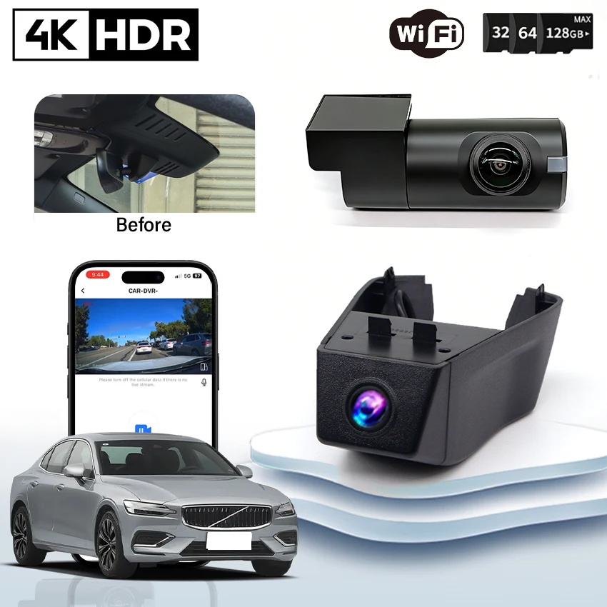 

NEW! Night vision Car DVR Dashcam Car Camera Video Recorder Plug and play 4K 2160P Dash Cam For Volvo S60 XC70 V70 V60 2012-2026