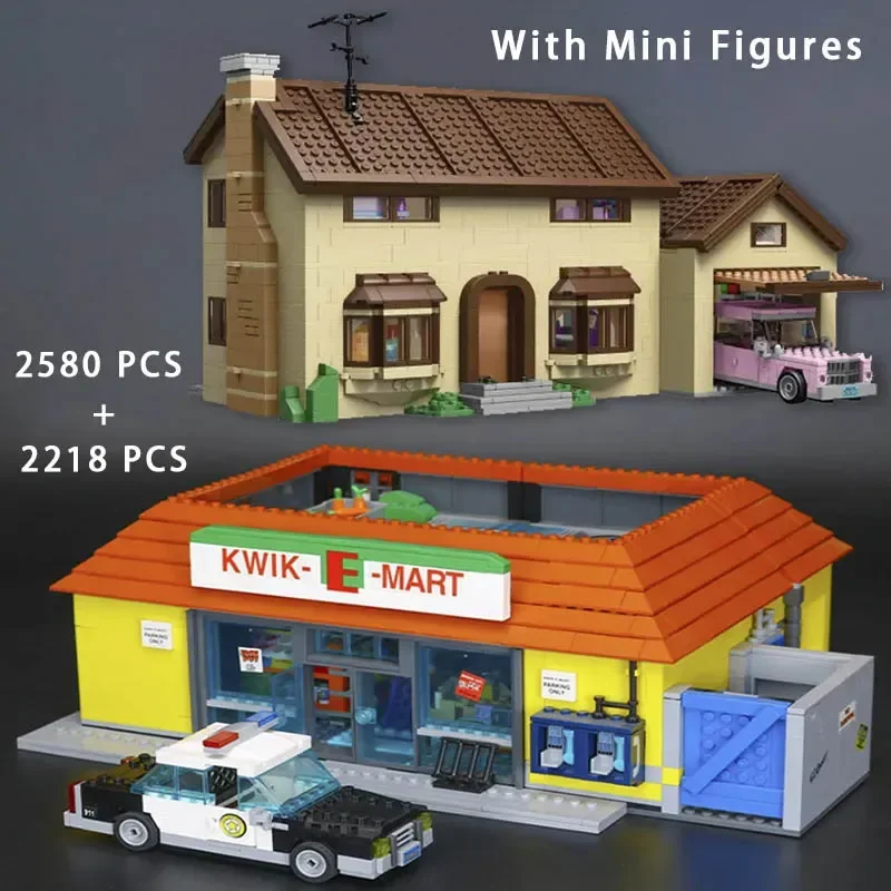 IN stock DIY 71006 71016 Supermarket and Kwik E Mart Building Blocks City Convenience Store Christmas Gifts for Children