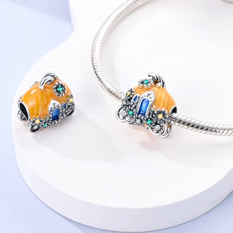 Charms-Anhänger Original 925 Sterling Silber Kürbiskutsche Prinzessin Ballettschuh Charm-Perle Passend für Armband Damen DIY Schmuck Geschenk – Detail 33
