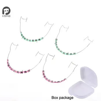 1 pár barevných závorek, zubní falešné rovnátka s háčkem, dočasná zubní dekorace s kovovými dráty, závorka, ligatura, kravata s krabičkou 8 nejlepší prodej zubní rovnátka - №2