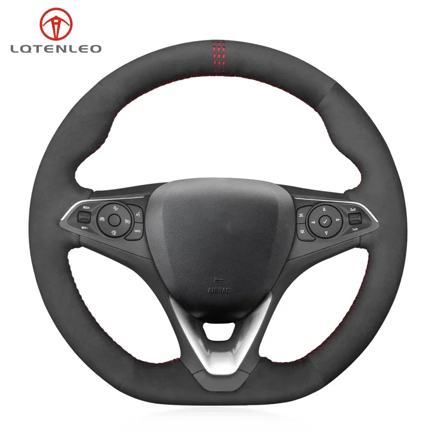 LQTENLEO Black Suede Steering Wheel Cover For Vauxhall Astra Corsa Combo Grandland X Insignia Holden Calais Commodore 2015-2021