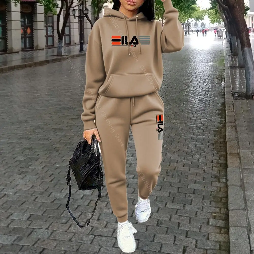 Womens Clothing Autumn Winter Hoodies Pants Fashion High Quality Aesthetic Luxury Brand Designer Streetwear Pants Sets for Women