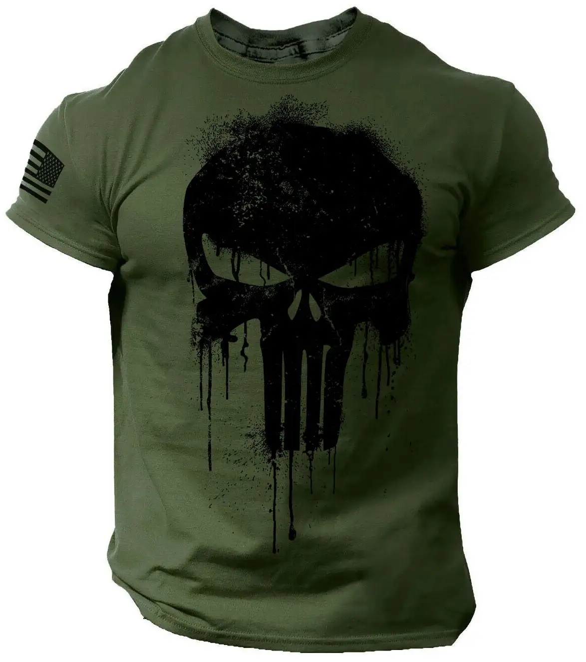 Men's T Shirt for Men 3D Print Military Patriotic Skull Dropped T Shirt Oversized Short-Sleeved Sportswear Men Clothing Top Tees image 2