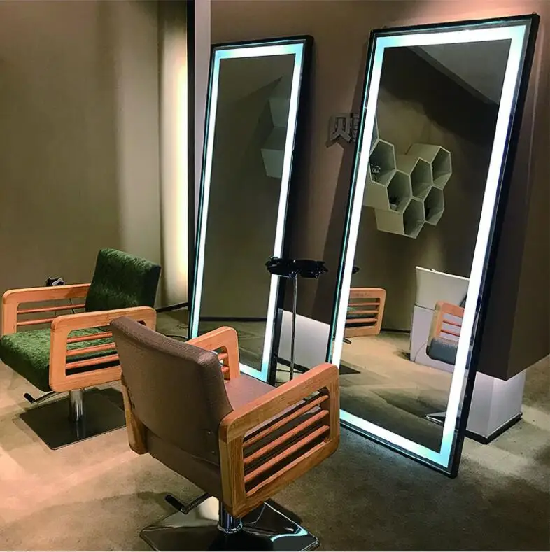 Tela de toque de dente azul quente iluminada espelho para móveis de salão de beleza espelho de salão de beleza