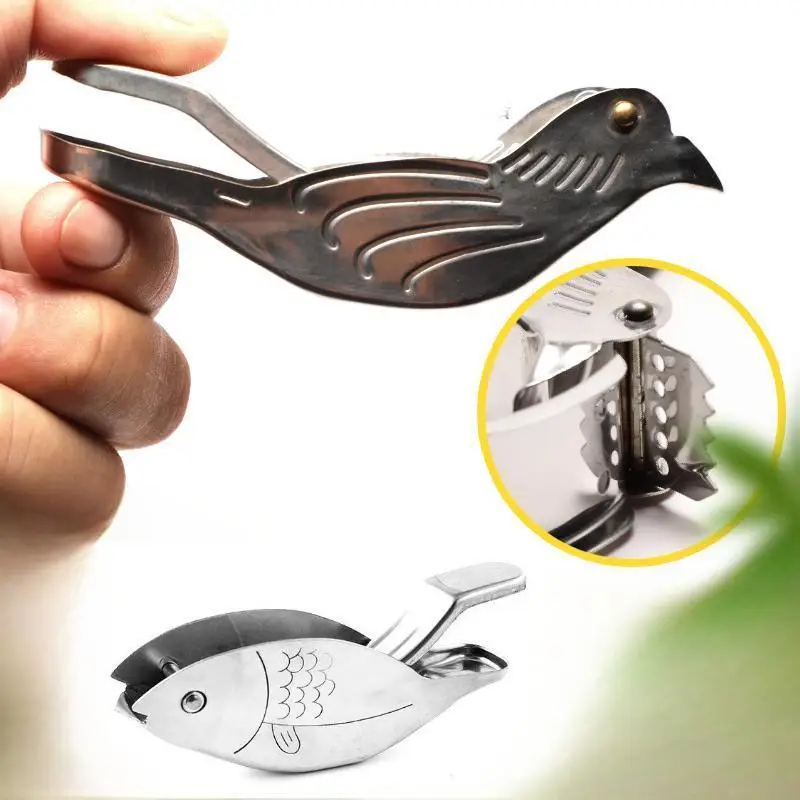 Stainless Steel Bird Fish Shaped Lemon Squeezer Mini Fruit Juicer Strainer Rust Proof Easy Operation Home Kitchen Bar Use