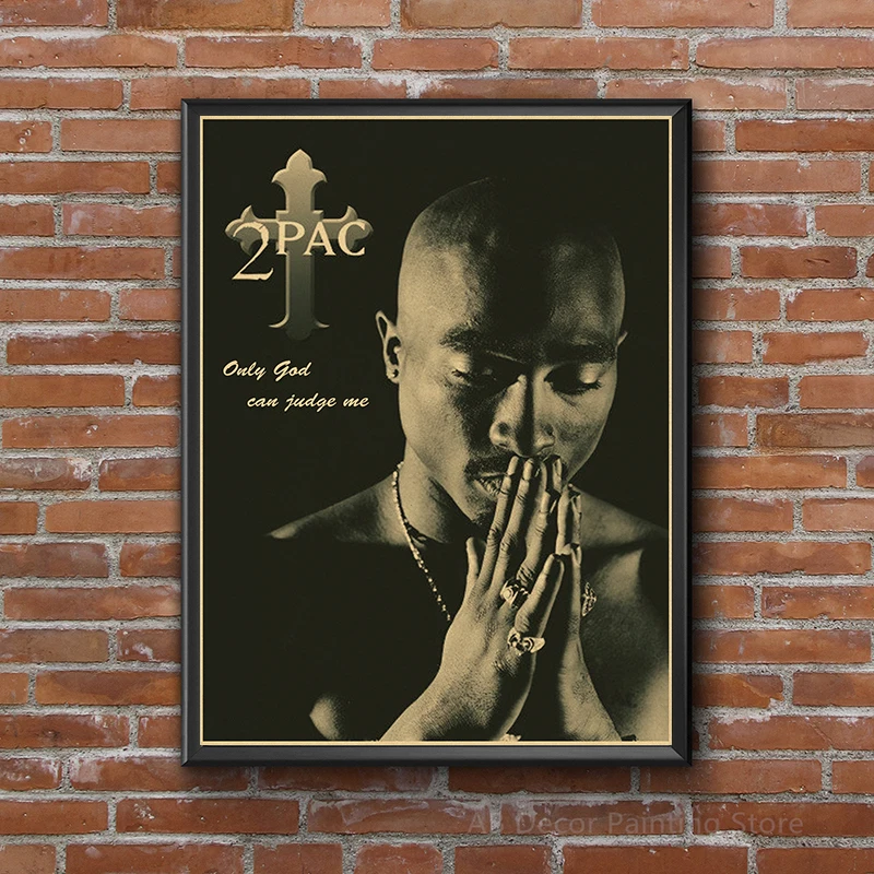 Hip Hop Singer Tupac Retro Posters 2PAC Retro Kraft Paper Prints Picture Vintage Home Room Cafe Bar Club Art Wall Decor Painting