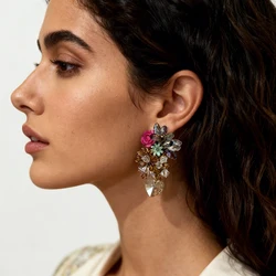 Bohemian Acrylic Flower Earrings For Women Elegant Sweet Statement Earrings Resin Pendant Earrings Jewelry Gift