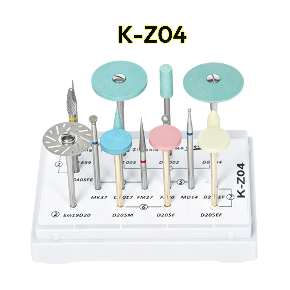 Dental Polishing Finishing Kits Grinding Polisher Burs Set for Zirconia Lithium Disilicate Glass Ceramic PMMA Crown Dental Lab - view 2
