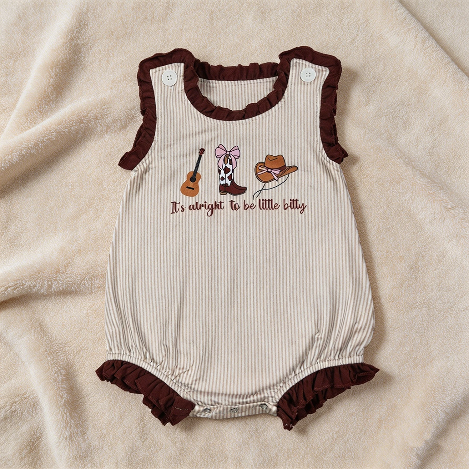 Wholesale Newborn Infant Western Bodysuit Kids Toddler Sleeveless Stripes Bubble Romper Baby Girl Children Girls Summer Clothes