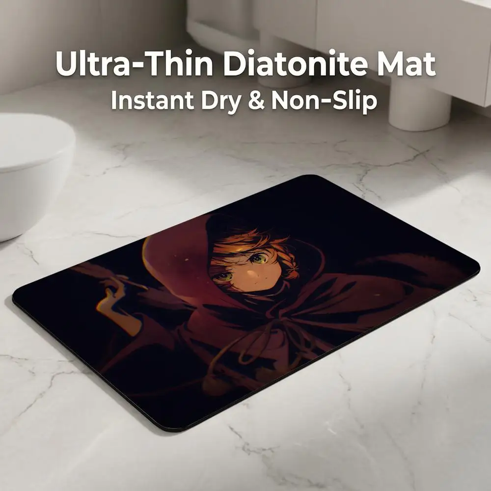Anime T-The P-Promised N-Neverland Floor Mat Diatomite Bath Mat, Quick Dry, Absorbent, Multi-Scene Mat