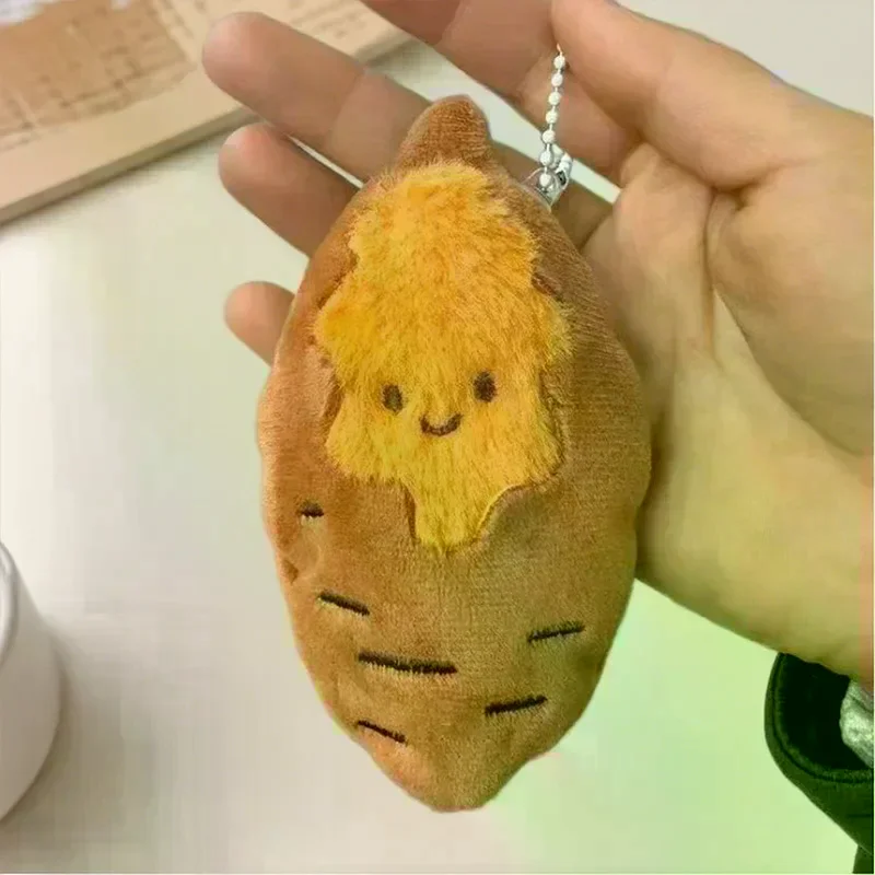 Creative Roasted Sweet Potato Plush Doll Keychain Cartoon Simulated Food Stuffed Doll Pendant Decorative Accessories Gifts Cute