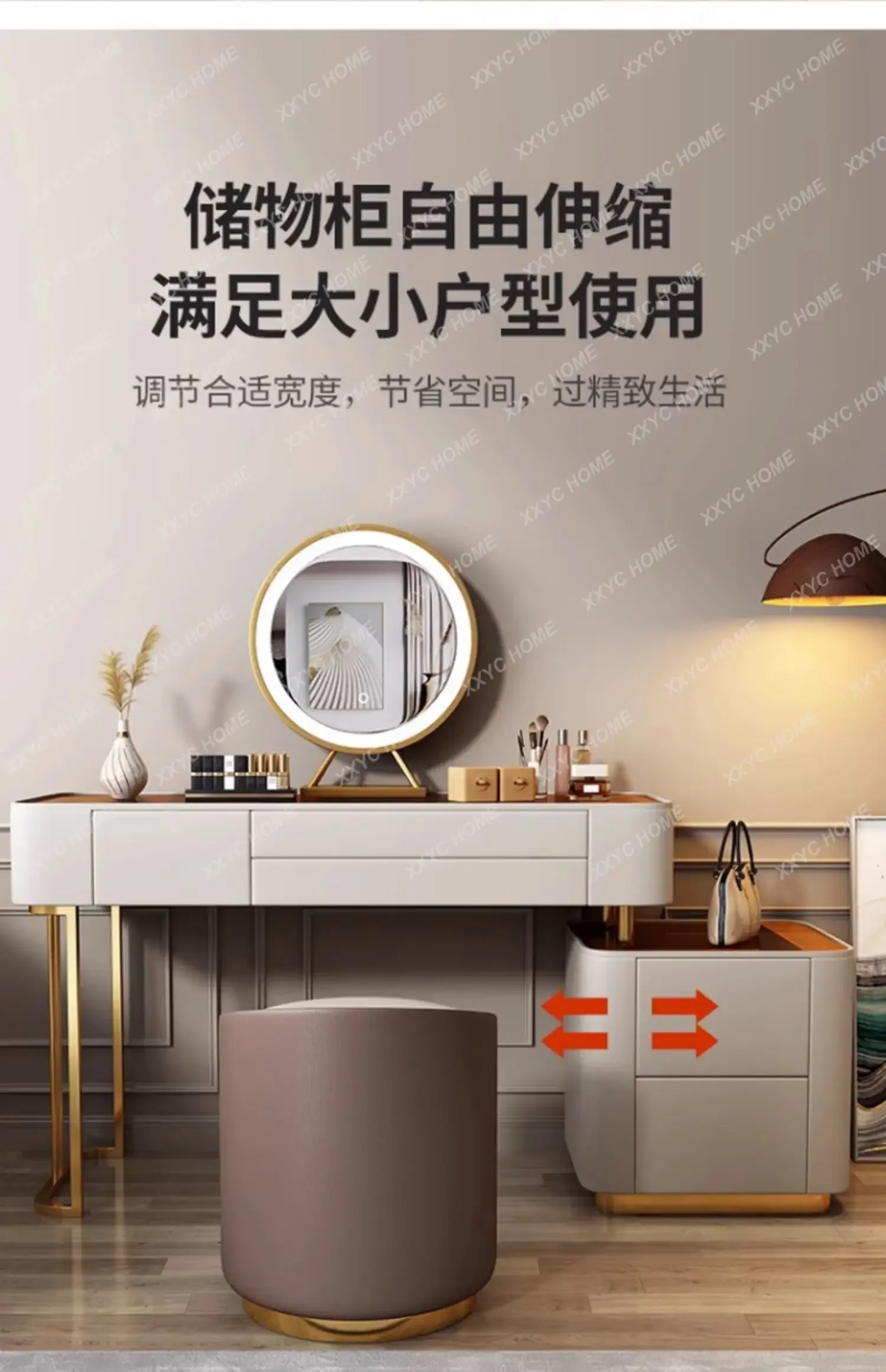 TTsmall Chest Integrated Storage Box High-end Makeup Table Mirror Light Luxury Dresser Bedroom Simple Modern