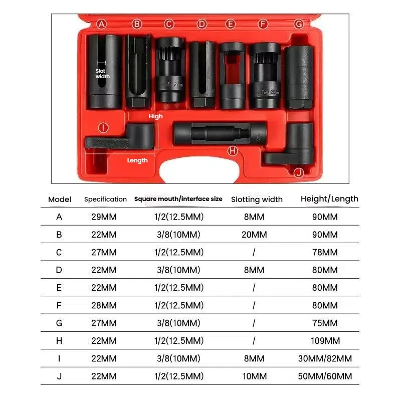 Picture 3: 10Pcs Oxygen Sensor Socket Wrench Disassembly Tools Install Offset Vacuum Sensor Socket 1/2 & 3/8