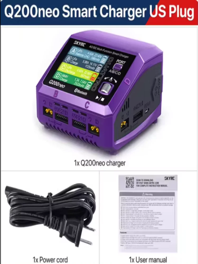 SkyRC Q200neo 4-channel intelligent balanced Charger AC200W DC400W 4 Output Ports AC/DC Smart power supply Charger