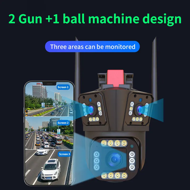 

6MP IPC360Home APP Triple Lens Solar Power Full Color WIFI/4G PTZ IP Dome Camera AI Humanoid Detection Security CCTV Monitor